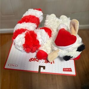 New Set 2 Christmas Color 8”Lambchop & Candy Cane Dog Toy Plush With Squeaker